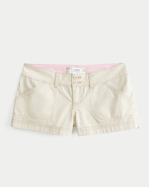 Low-Rise Poplin Pop Waistband Mini Shorts