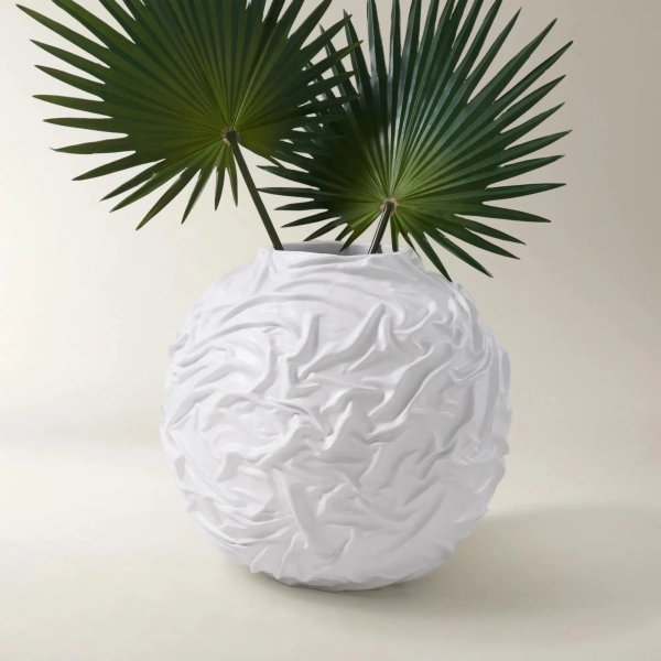 Crumple Floor Vase - White