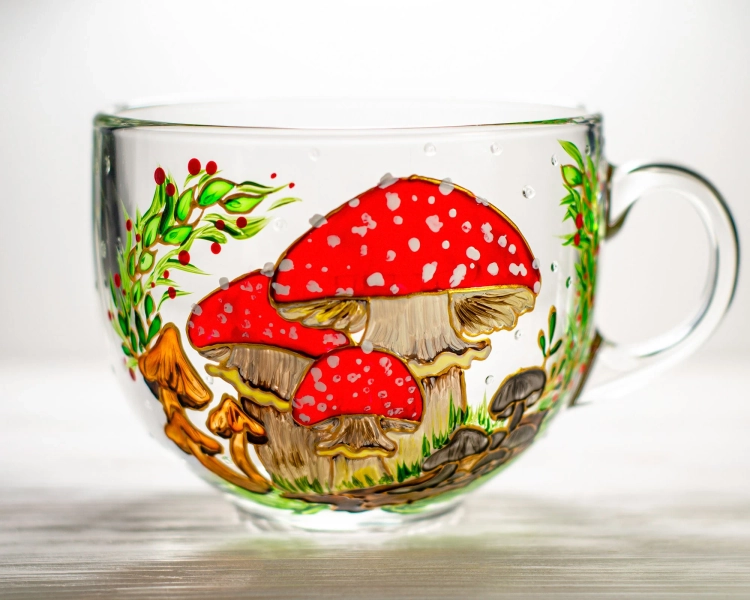 Hand Painted Amanita Mushroom Mug: Personalized Fall Coffee Mug