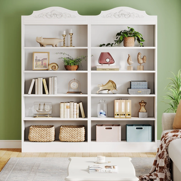 Red Barrel Studio® 72.83" H X 31.5" W  5 Tier White Modern Bookcase, Set Of 2 - Wayfair Canada