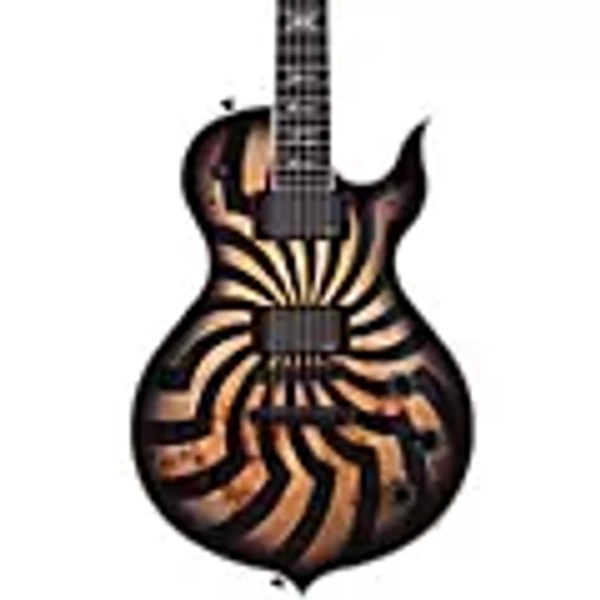Wylde Audio Odin Grail 6-String Electric Guitar Orange With Black Buzz Saw Graphic Charcoal Burst