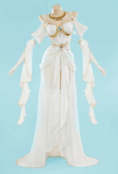 Princesse Zelda Derivative Sexy Lingerie Dance Dress Outfit Bodysuit fendu avec manches et collier