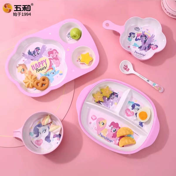 My Little Pony Tableware Cartoon Food Grade Dinner Plates Anti-Fall Anime-themed Rice Bowl Cup Baby Complementary Food Tableware