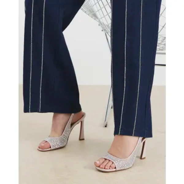 Pink Diamante Mesh Heeled Sandals