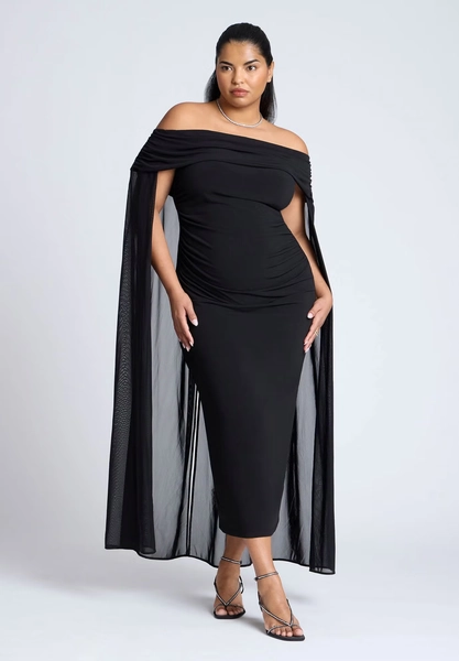 Off The Shoulder Cape Gown