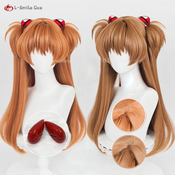 Anime EVA Asuka Langley Soryu Cosplay Pruik 68 cm Oranje Bruin Pruik Hittebestendige Haar Asuka Langley Soryu Cosplay Haarspeld Props - AliExpress