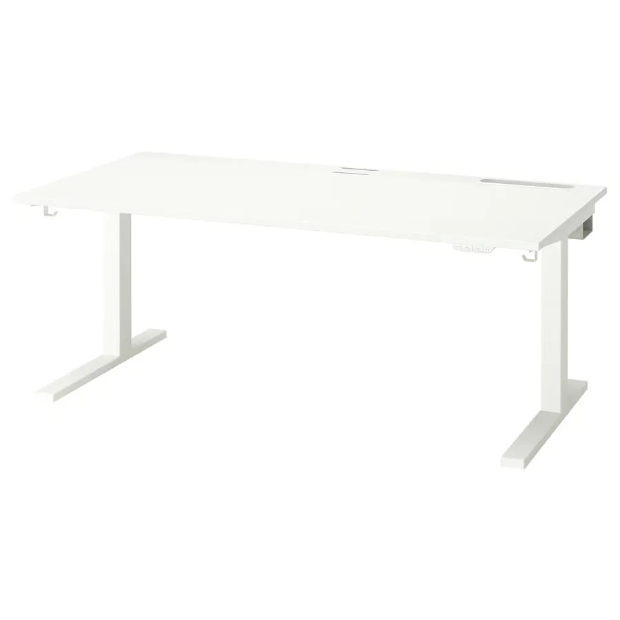 White electric height-adjustable desk
