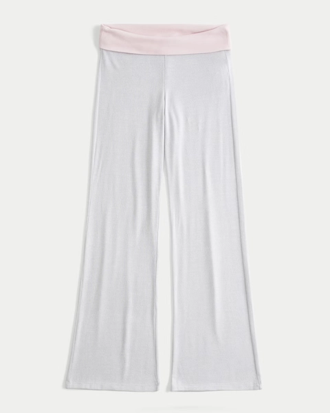 Always Cozy Knit Foldover Waist Flare Pants Size Small