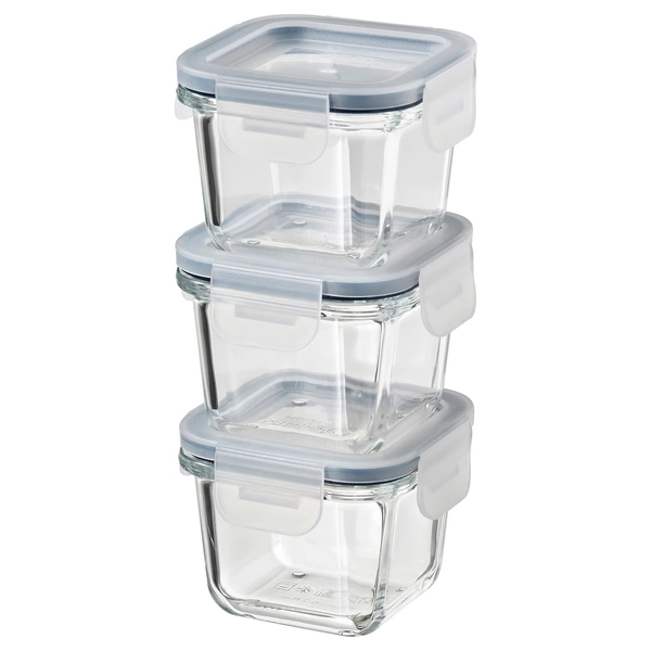 IKEA 365+ Food container with lid - square/glass 6 oz