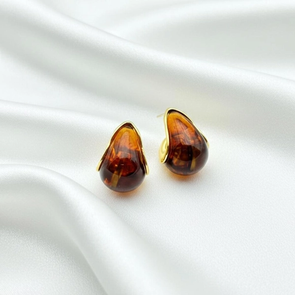 Vintage Amber Resin Teardrop Earrings,s925 Sterling Silver Needle,faux Amber Chunky Hoop Dangles, Retro Aesthetic Fall Jewelry, Gift for Her - Etsy