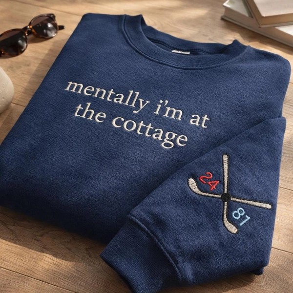 Mentally I’m at the Cottage Embroidered Sweatshirt, Heated Rivalry Hockey Romance LGBT Crewneck, Cozy Fan Gift for Book Lovers - Etsy