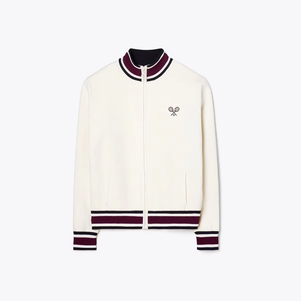 Tech Knit Tennis Jacket in white, size L