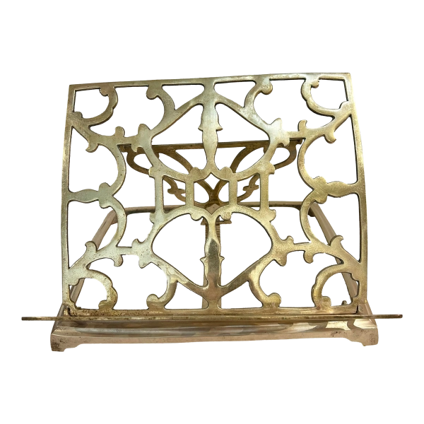 Mid 20th Century Vintage Victorian Style Brass Folding Adjustable Bookstand