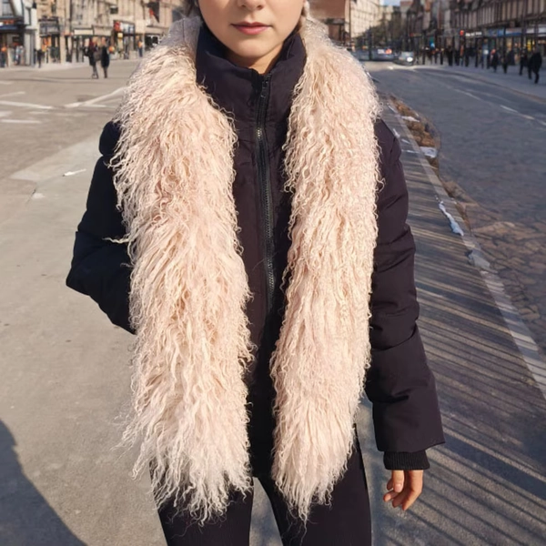 Real Tibetan / Mongolian Lamb Fur Scarf - Dusty Pink 55" Long - Etsy