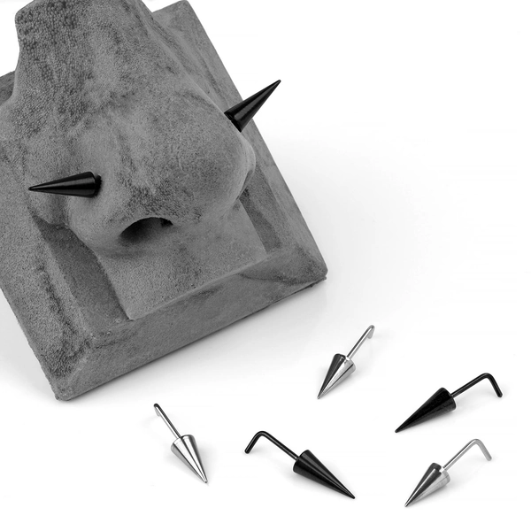 Straight Steel Spike Nosescrew for Nostril Piercings