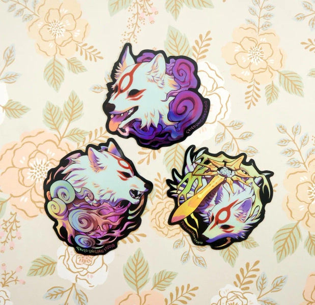 Okami Weatherproof Stickers: Solar Flare, Thunder Edge, Resurrection Beads - Etsy Ukraine