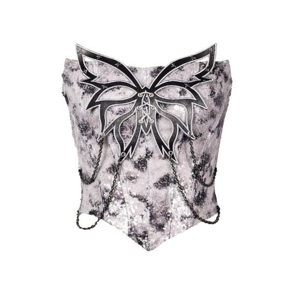 V-neck Cyber Butterfly Chain Corset Top