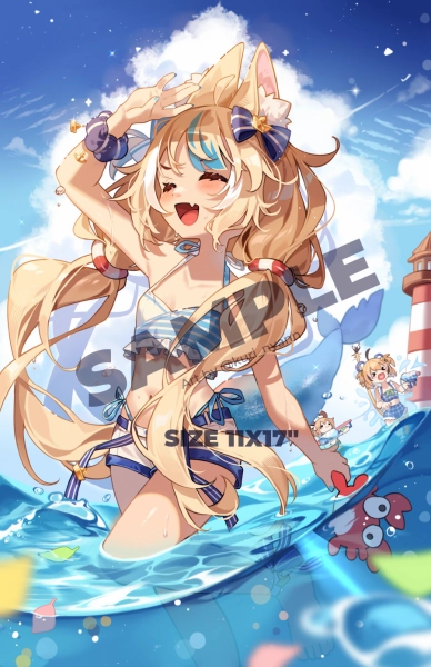 Art Print Sameko Saba Summer - Vtuber Indie Poster — Kuri Nyann | Anime & Vtuber Fan Art Illustrations