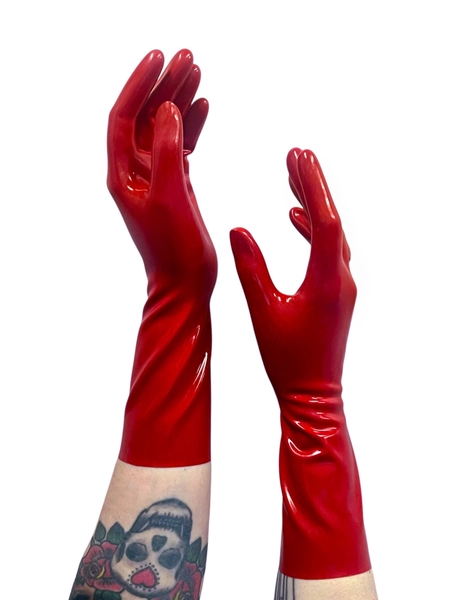 Long Wrist Latex Gloves Red