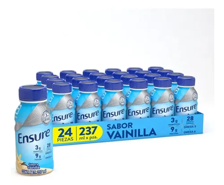 Pack x24 Ensure Clásico Vainilla, Bebida, Vitaminas