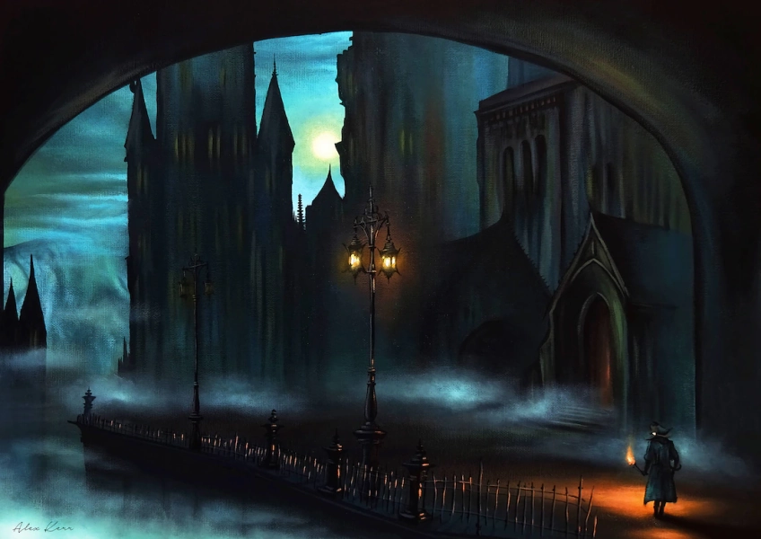 Gothic Castle Art Print: Moonlight Gamer Painting, A3 - Etsy UK