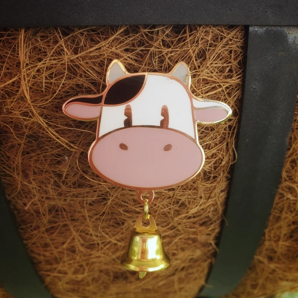 Sos Golden Cow | Brass Enamel Pin | 1.5 Inch With Bell Attachment - Etsy