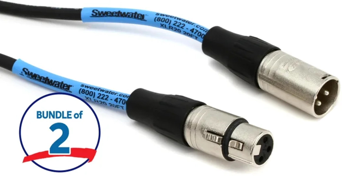 Excellines Microphone Cable - 20 foot (2-pack)