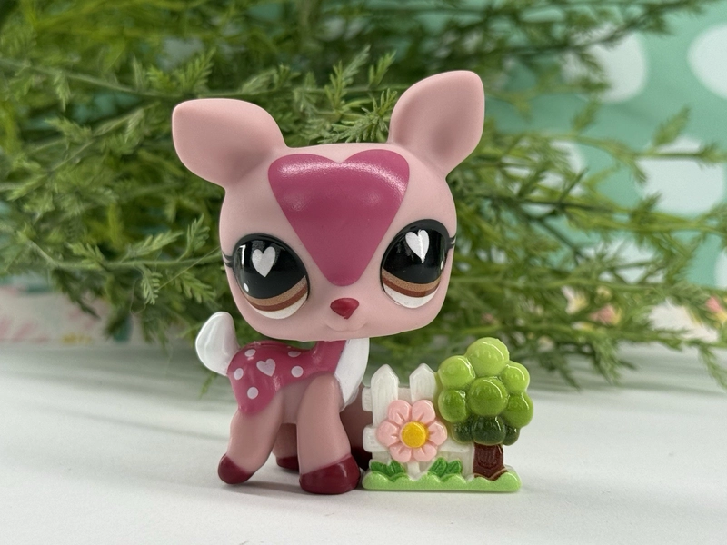 Littlest Pet Shop 158 G7 Lps Authentic Pink Deer Heart Eyes