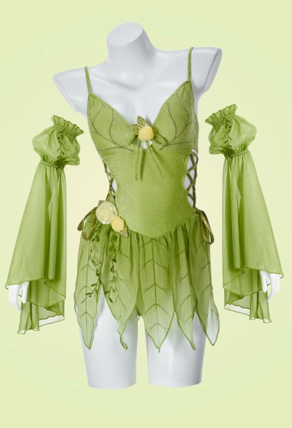 Magical Fairy Derivative One-piece Swimsuit Medieval Forest Elf Leaf-style Bathing Suit with Sleeves