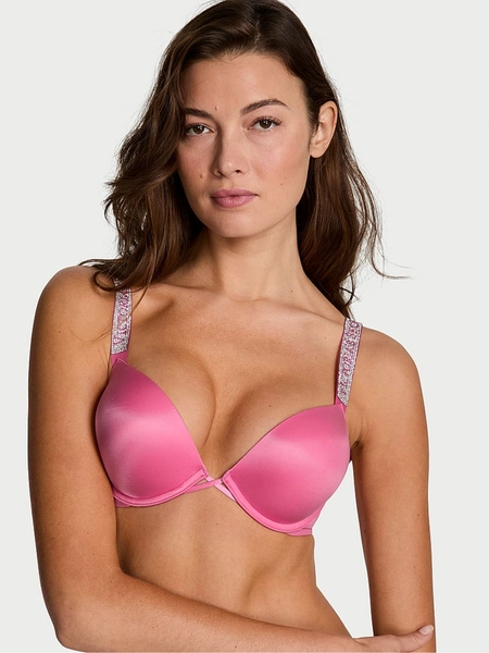 Rose Garden Pink Add 2 Cups Push Up Bombshell Shine Strap Bra