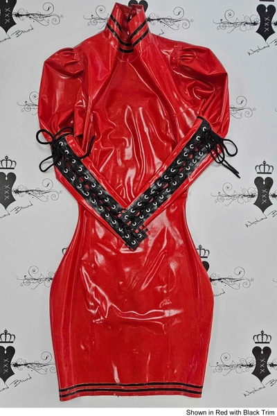 R1345 Belle-Cortege Latex Rubber Dress. Sizes still available: UK 08