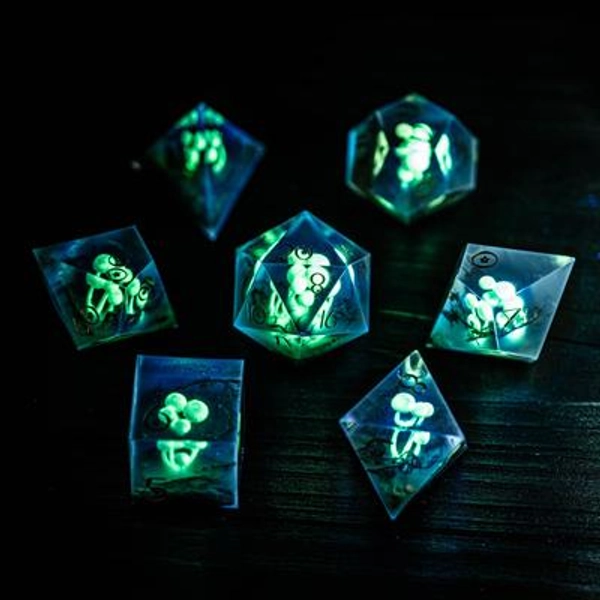 Glowing in Dark Mushroom Resin Dice Set