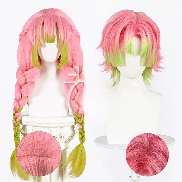 Peluca de Cosplay Kanroji Mitsuri, peluca Artificial de pelo rosa y verde, accesorios de juego de rol para mujeres y hombres, fiesta temática - AliExpress 200000532