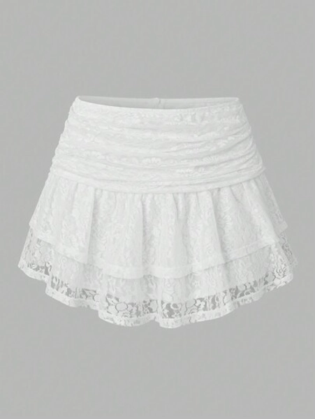 GlowEve Women's Summer Holiday Lace Embroidered Multi-Layered Skirt Y2K Outfit  For Holiday Party Clothes