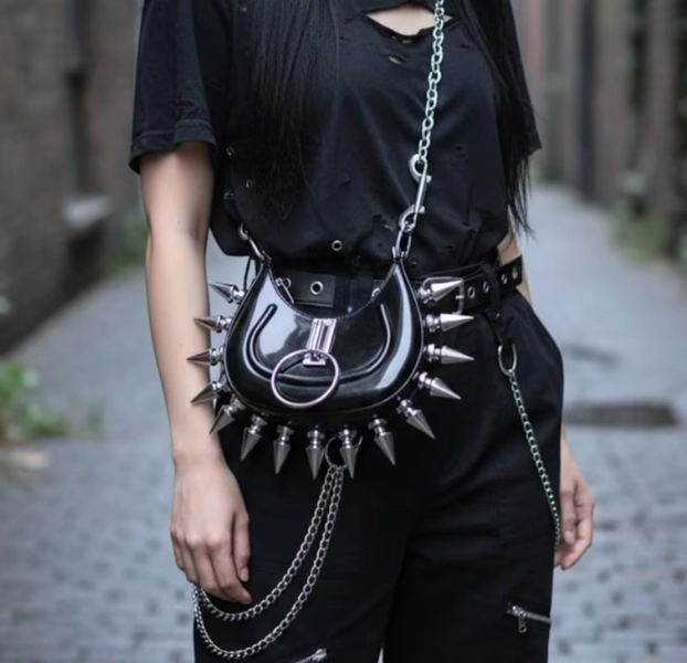 Goth Bag,small Pvc Cocktail, Spike Goth Shoulder Bag - Etsy UK