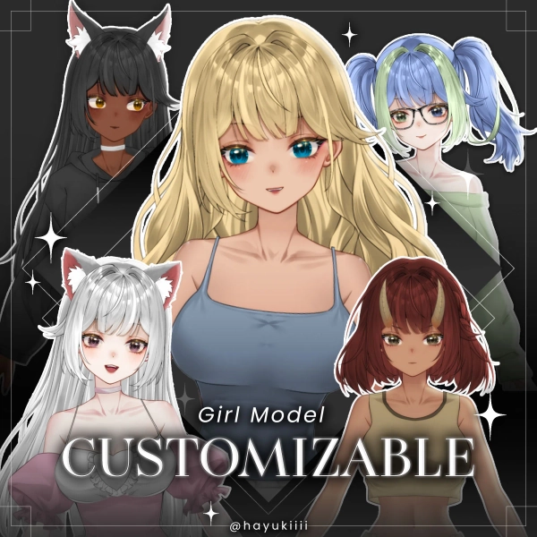 Customizable Live2D Vtuber Model V.1, Premade Vtuber (Ready to Use) - Full Body Vtuber Model by Hayukiiii (@Hayukiiii)