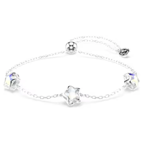 Chroma bracelet, Star, White, Rhodium plated
