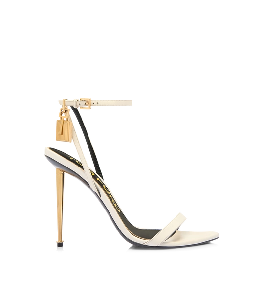SHINY LEATHER PADLOCK POINTY NAKED SANDAL