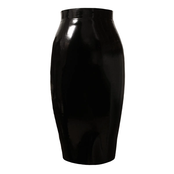 Latex Crystal Pencil Skirt in black