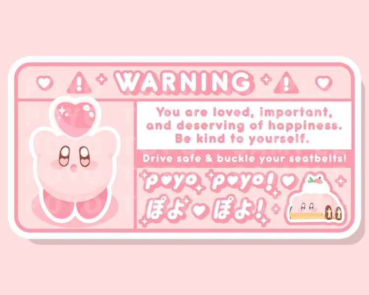 Cute Affirmation Car Warning Sticker | Car Decal, Airbag Label, Pink Kawaii Car Accessories | Waterproof Matte Vinyl Sticker | for Car Visor - Etsy
