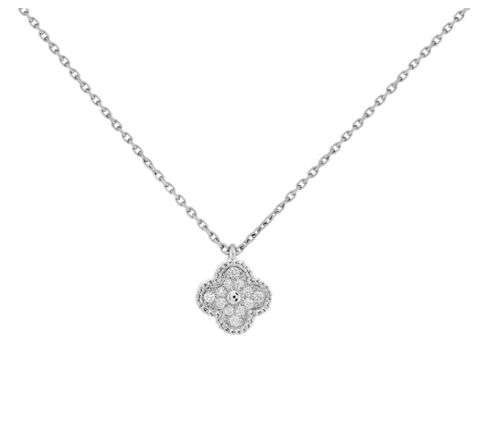 Sweet Alhambra pendant 18K white gold, Diamond - Van Cleef & Arpels