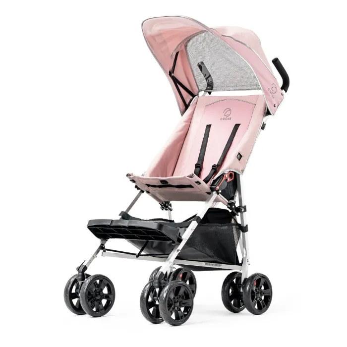 XL Coche Adaptive Stroller, Pink with Sunshade, Basket, Seat Liner