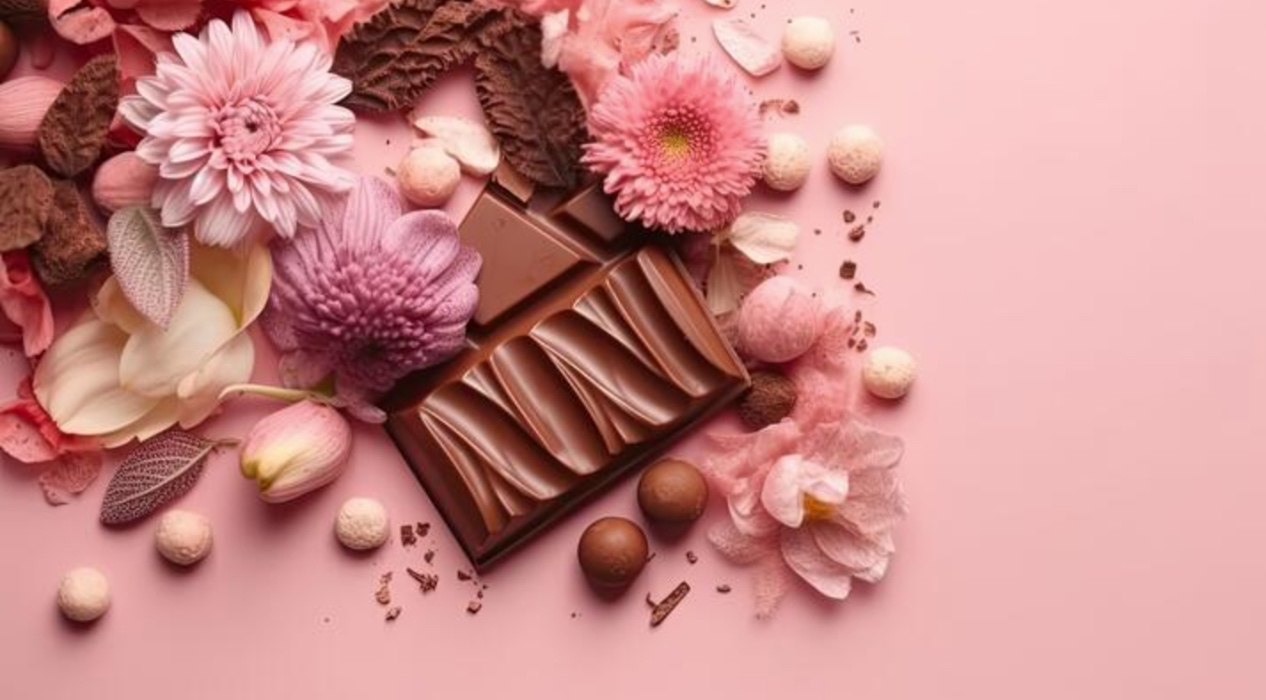 Valentine flowers and chocolates