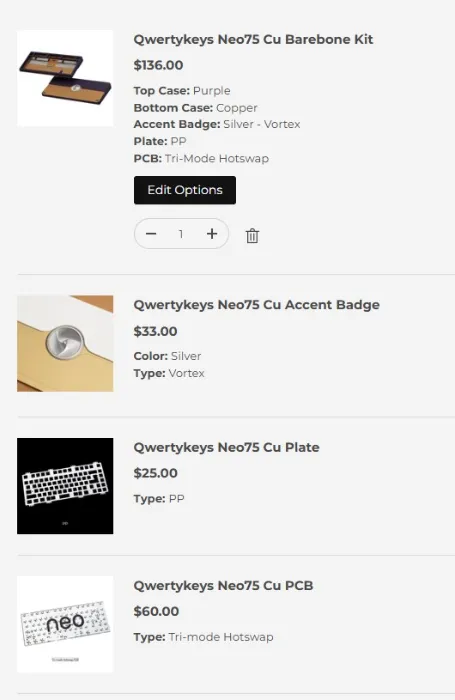 Qwertykeys Neo75 Cu Barebone Kit