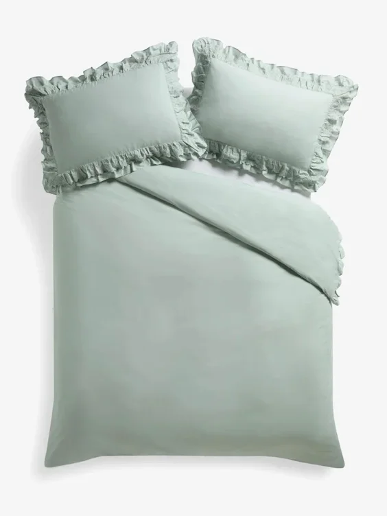 Blue Broderie Anglaise Ruffle Duvet Cover and Pillowcase Set - Shabby Chic by Rachel Ashwell® 