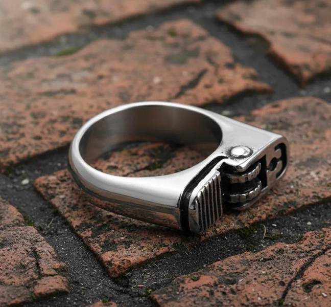 Lighter Ring • Stainless Steel Mechanic Ring • Industrial Streetwear Jewelry • Men’s Grunge Accessory • Ring Gift for Him