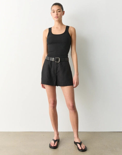 High Rise Tailored 100% Linen Short