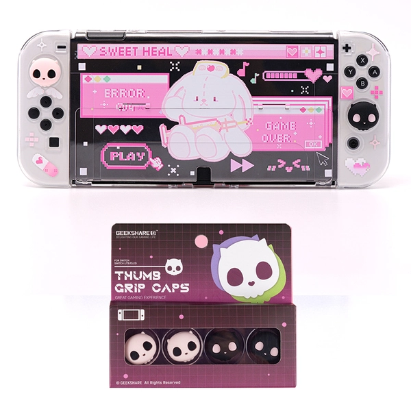 Pink Bunny Switch OLED Case Cute Rabbit Switch OLED Covers - OLED Case + Thumb Grips