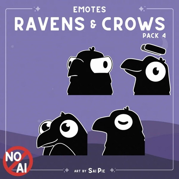 Animated Emotes - Little Ravens / Crows 🐦‍⬛ | Pack 4 by SaiPie (@SaiPie)