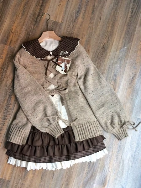 Japanese Sweet Lolita Fashion 3 Piece Set Women Aesthetic Hollow Out Sweater + Y2k Tops + Skirts Harajuku Kawaii Casual Outfits - AliExpress 200000345